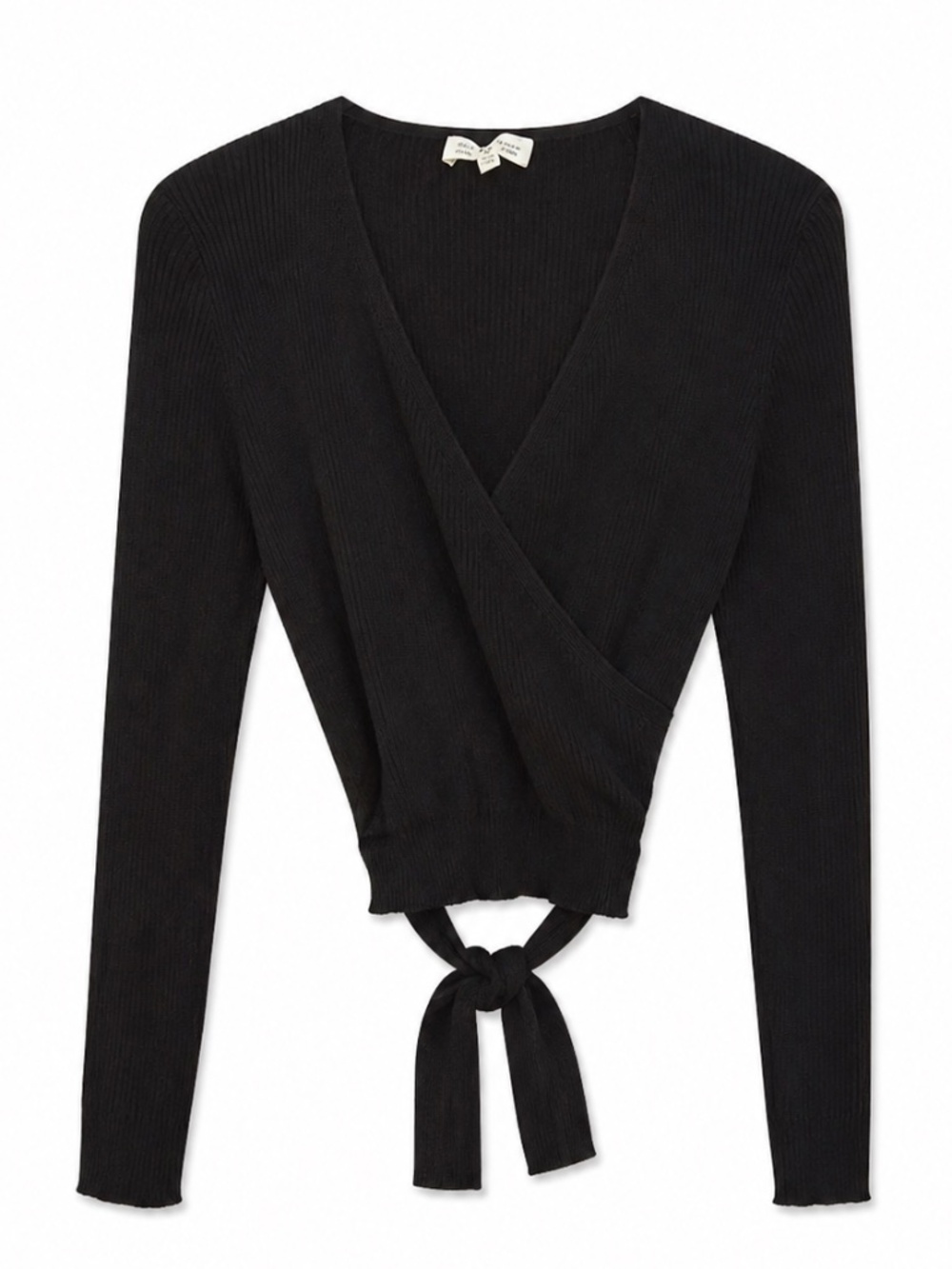 Limited Collection Long-Sleeve Ribbed Wrap Cropped Sweater – Large EUC